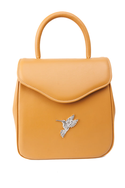 Morning Bloom camel leather bag