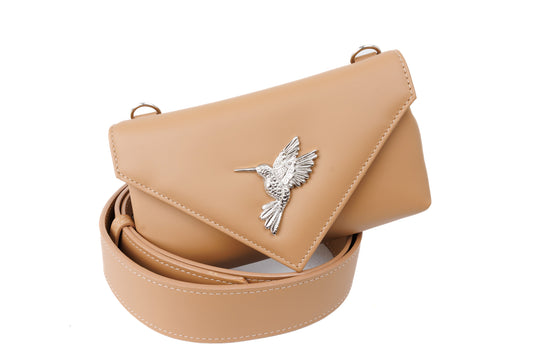 Flare camel leather bag