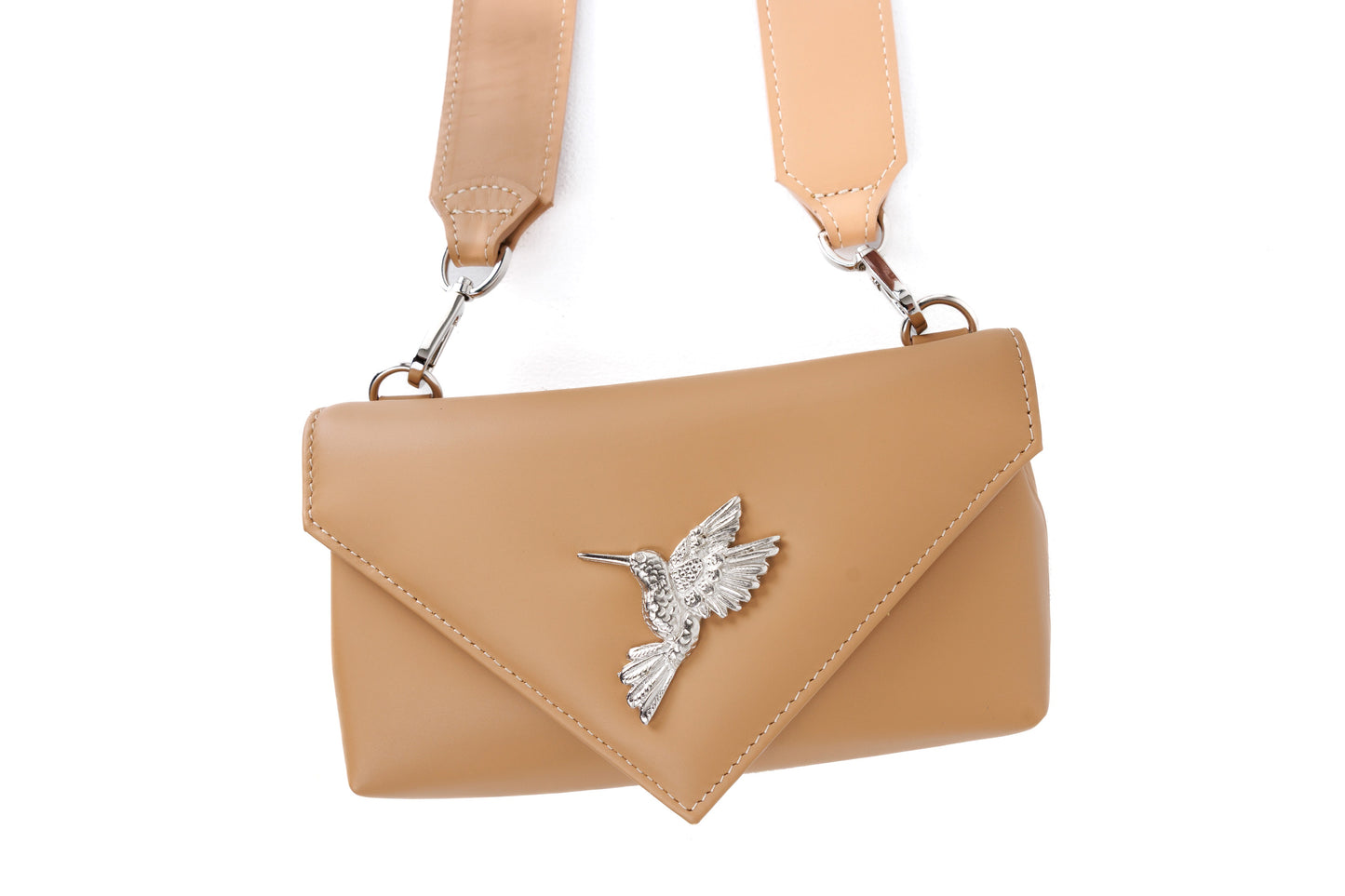 Flare camel leather bag