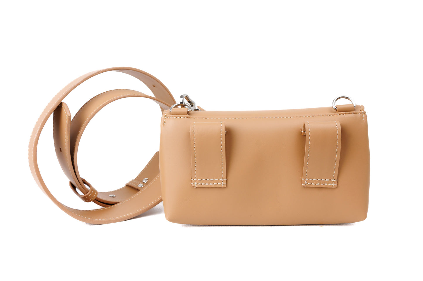 Flare camel leather bag