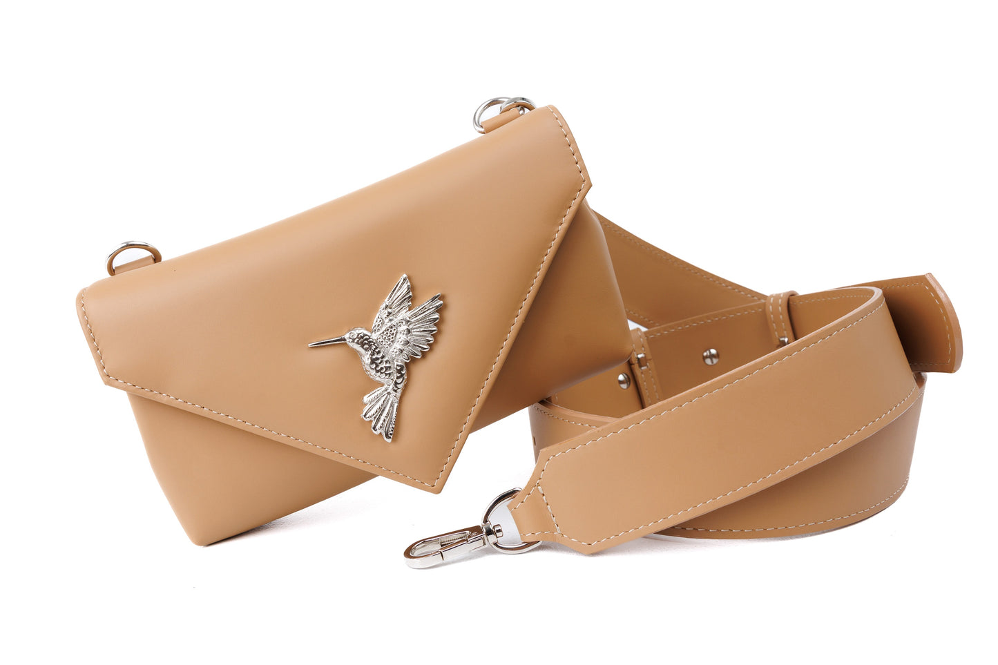 Flare camel leather bag