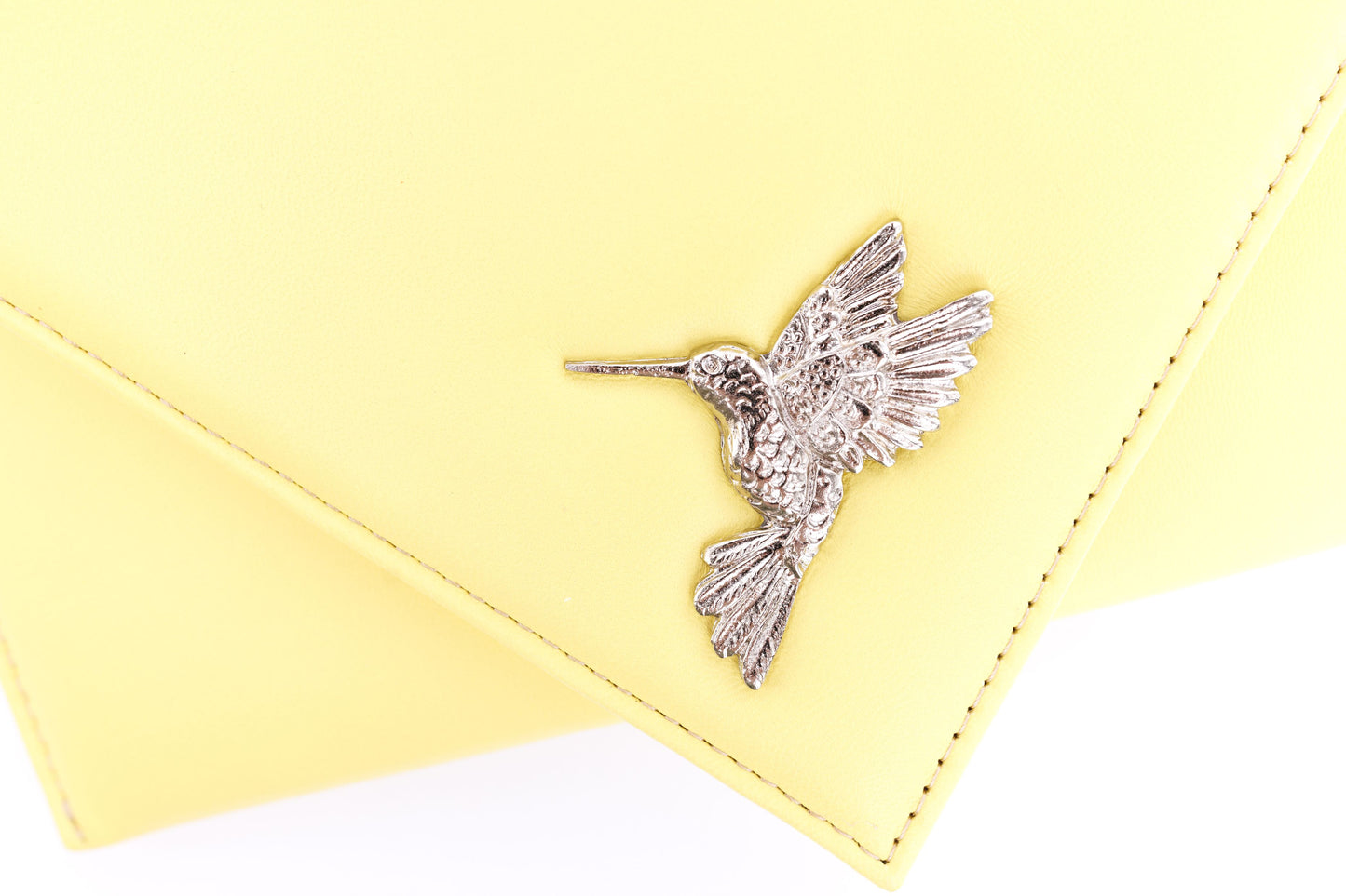 Sophie pastel yellow envelope with hummingbird