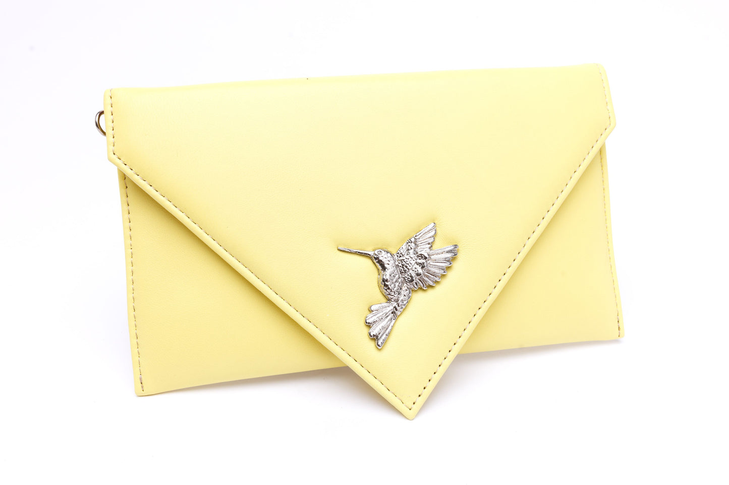 Sophie pastel yellow envelope with hummingbird