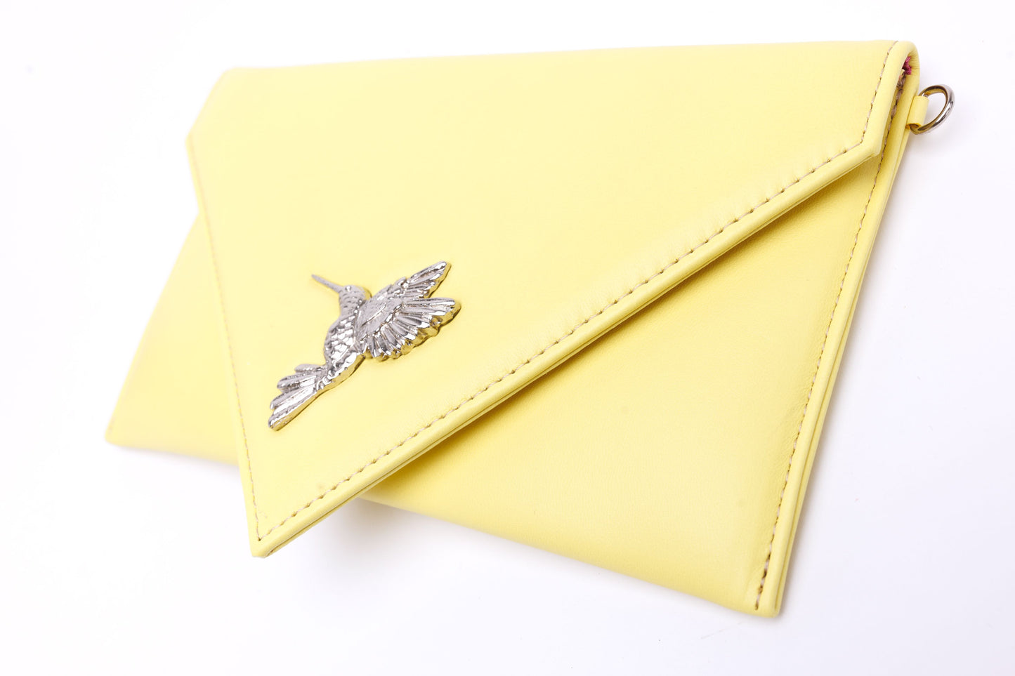 Sophie pastel yellow envelope with hummingbird