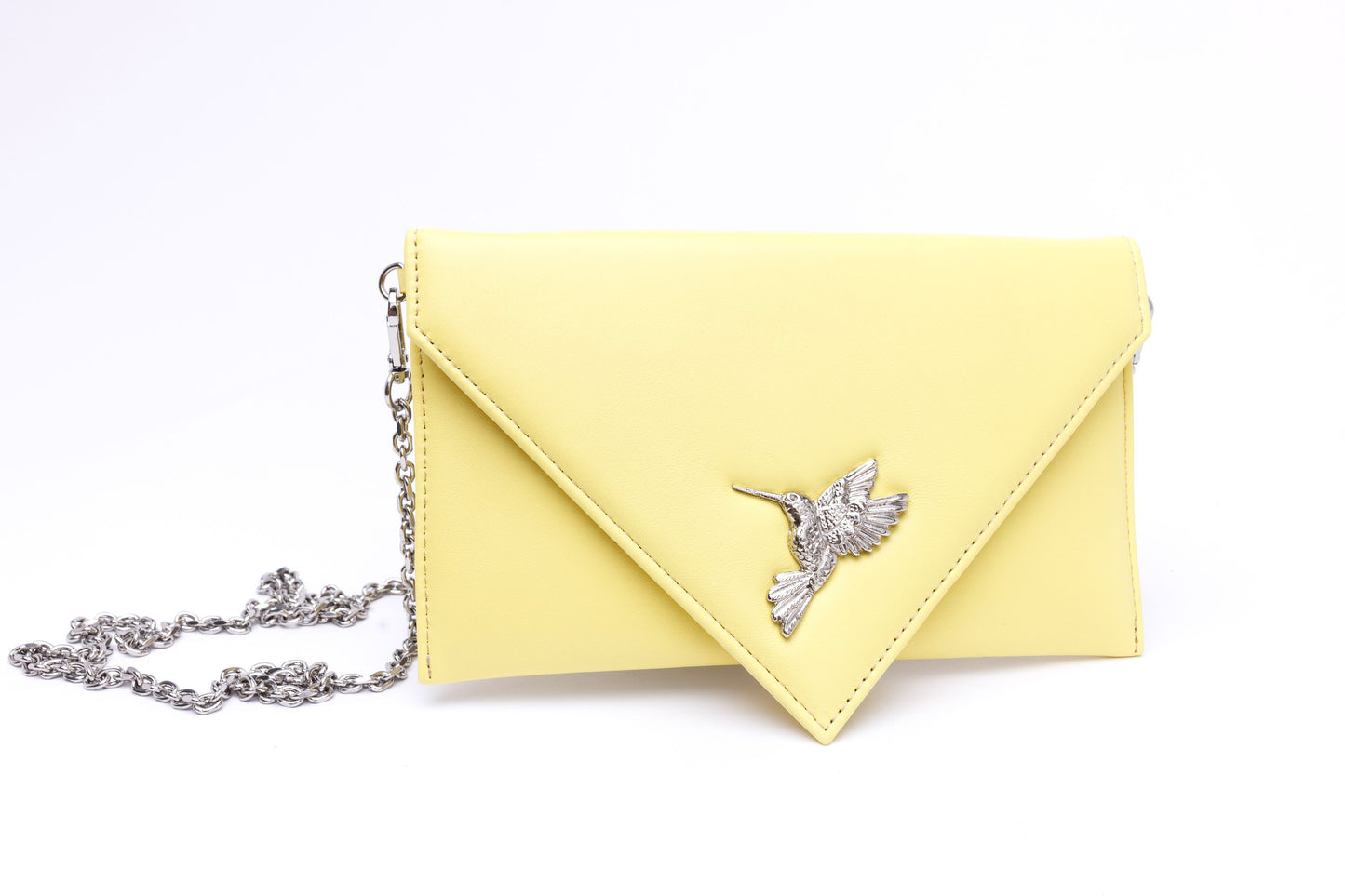 Sophie pastel yellow envelope with hummingbird