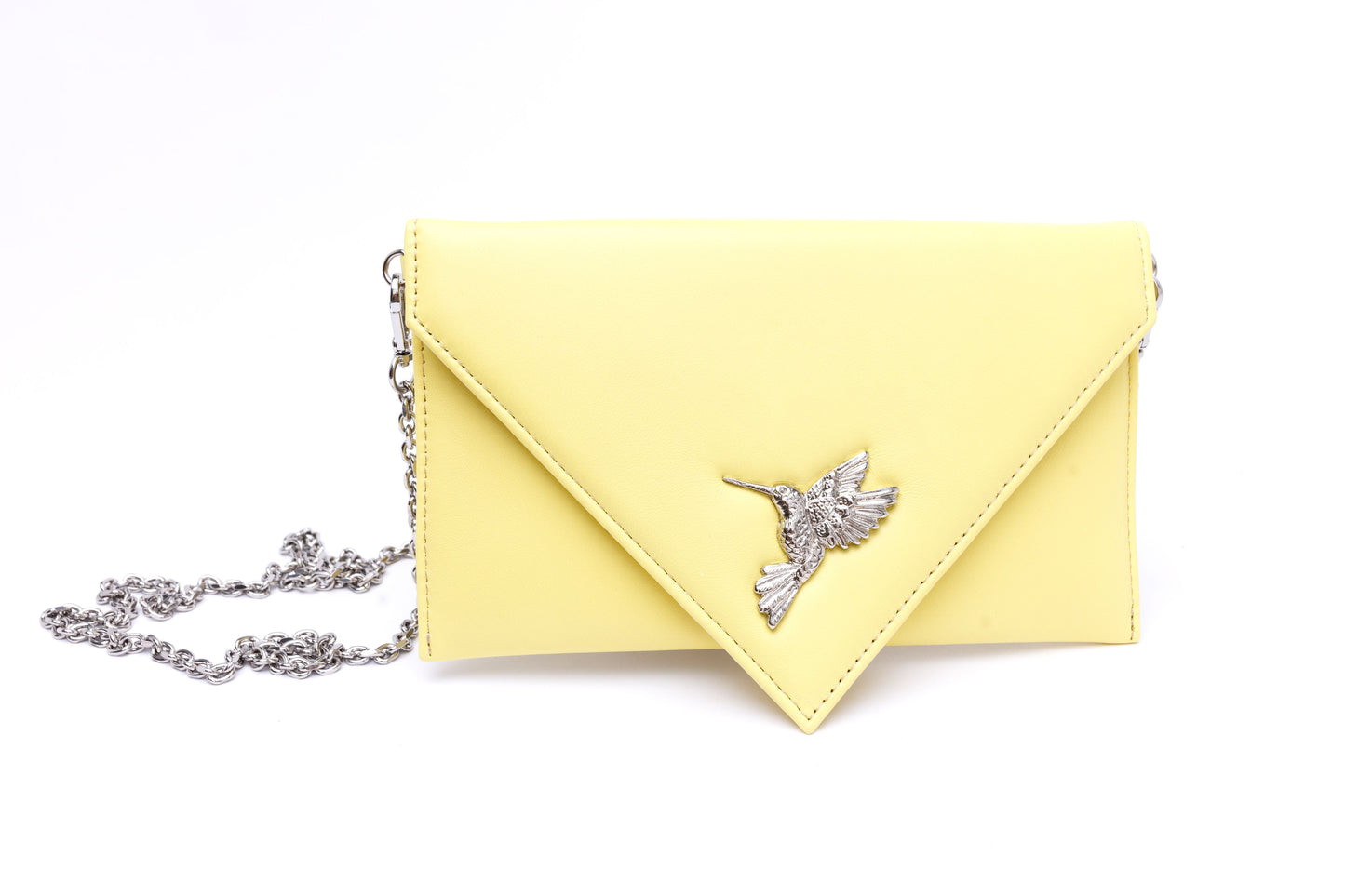 Sophie pastel yellow envelope with hummingbird