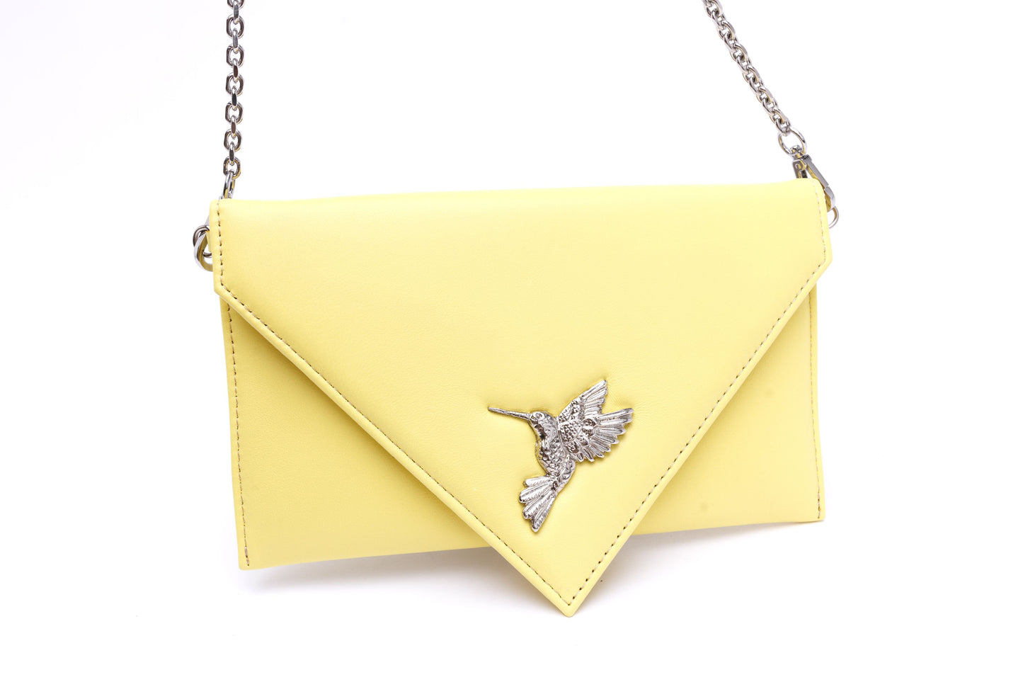 Sophie pastel yellow envelope with hummingbird