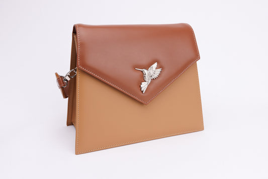 Sophie camel- chocolate leather bag