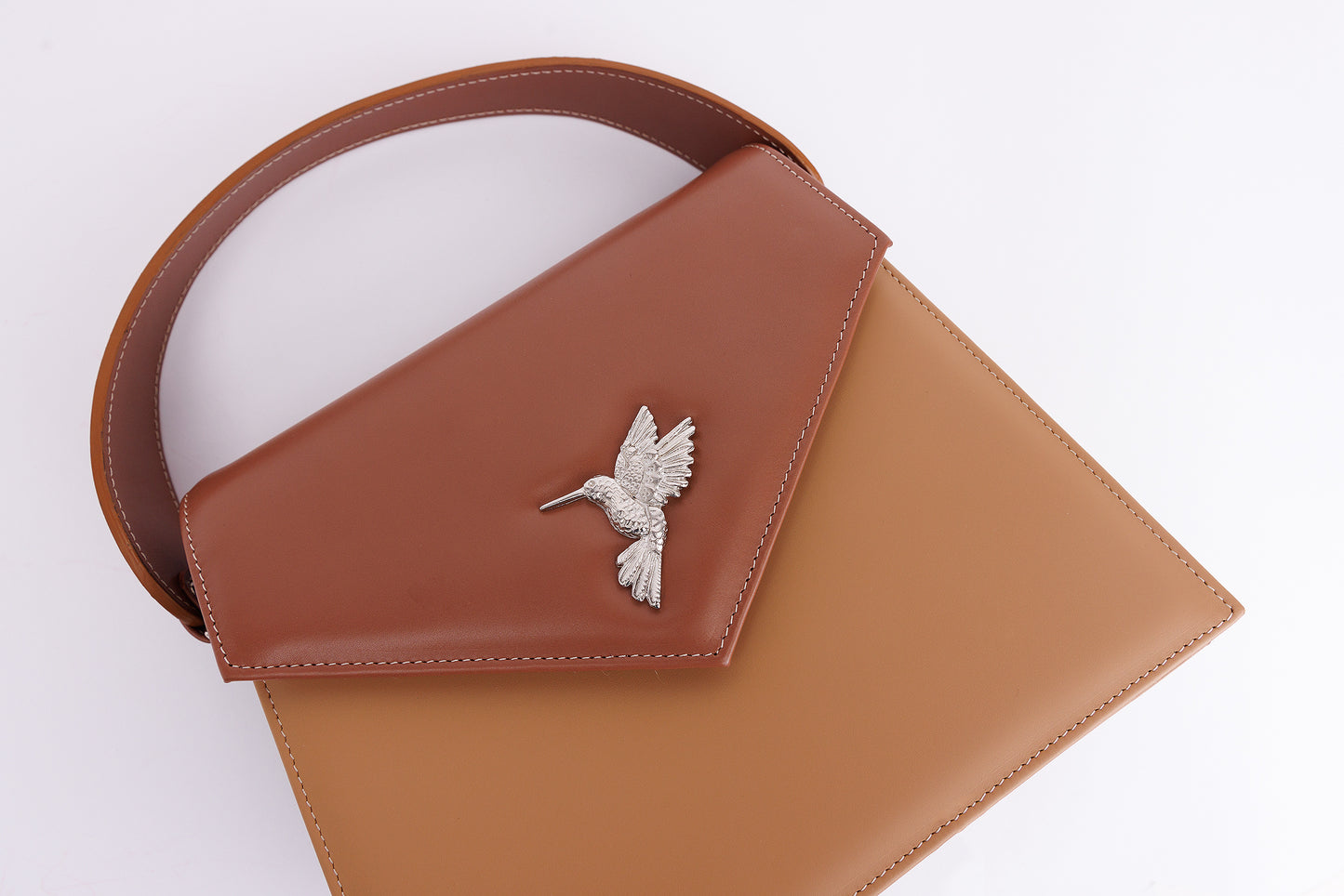 Sophie camel- chocolate leather bag