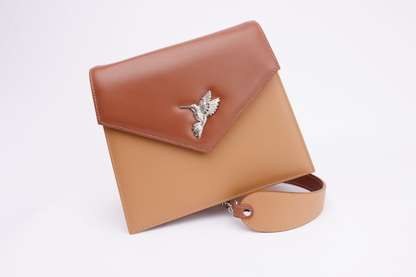 Sophie camel- chocolate leather bag